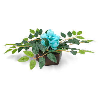 Artficial Flower Leaves Arrangement in Wood Pot (Height 14 cm) Design-01
