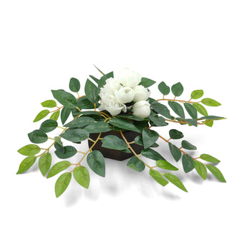 Artficial Flower Leaves Arrangement in Wood Pot (Height 14 cm) Design-02