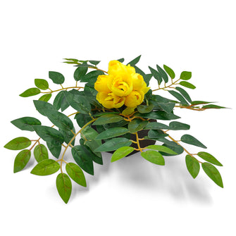 Artficial Flower Leaves Arrangement in Wood Pot (Height 14 cm) Design-03