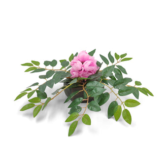 Artficial Flower Leaves Arrangement in Wood Pot (Height 14 cm) Design-05