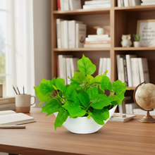 Artificial Leaves Plant in Boat Pot - 18cm Height approx Design-04