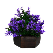 Artificial Leaves Plant with Wood Hexagon Pot ( Height 16.5 cm)