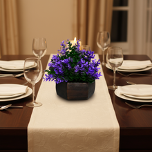 Artificial Leaves Plant with Wood Hexagon Pot ( Height 16.5 cm)