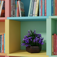 Artificial Leaves Plant with Wood Hexagon Pot ( Height 16.5 cm)