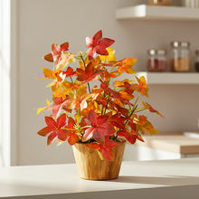 Artificial Plant Leaves in Wooden Pot Perfect Potted Decoration for Home Living Room & Office Spaces D‚cor