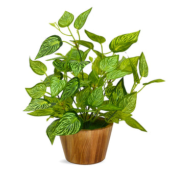 Artificial Plant Leaves in Wooden Pot Perfect Potted Decoration for Home Living Room & Office Spaces D‚cor