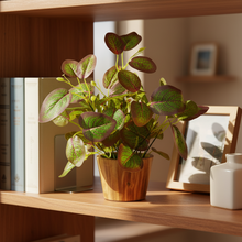 Artificial Plant Leaves in Wooden Pot Perfect Potted Decoration for Home Living Room & Office Spaces D‚cor