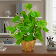 Artificial Plant Leaves in Wooden Pot Perfect Potted Decoration for Home Living Room & Office Spaces D‚cor