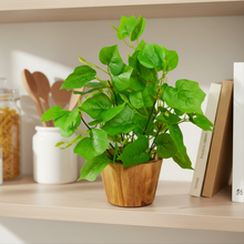Artificial Plant Leaves in Wooden Pot Perfect Potted Decoration for Home Living Room & Office Spaces D‚cor
