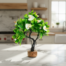 Artificial Bonsai Leaves Plant Wood Pot ( Height 23 cm)