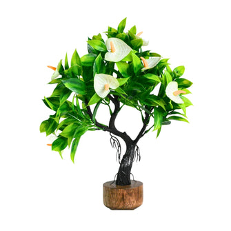 Artificial Bonsai Leaves Plant Wood Pot ( Height 23 cm)