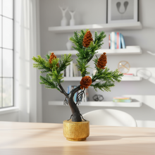 Artificial Bonsai Leaves Plant Wood Pot ( Height 23 cm)