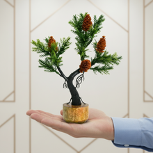 Artificial Bonsai Leaves Plant Wood Pot ( Height 23 cm)