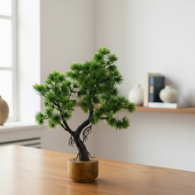 Artificial Bonsai Leaves Plant Wood Pot ( Height 23 cm)