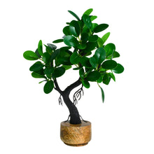 Artificial Bonsai Leaves Plant Wood Pot ( Height 23 cm)