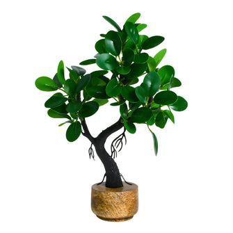 Artificial Bonsai Leaves Plant Wood Pot ( Height 23 cm)