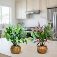 Artificial Berries Plants with Wooden Pot (Pack of 2) – Height 15 cm