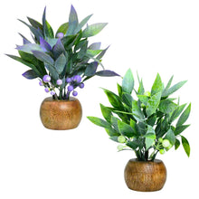 fancymart Artificial Berries Plants with Wooden Pot (Pack of 2) – Height 15cm Decorative Small Plants for Tabletop