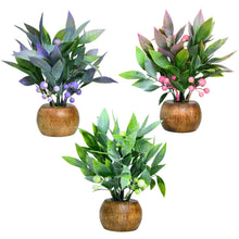 fancymart Artificial Berries Plants with Wooden Pot (Pack of 3) – Height 15cm Decorative Small Plants for Tabletop