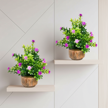 Artificial Flower Gardenia Leaves with Wooden Pot (Pack of 2) – Height 14 cm