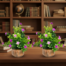 Artificial Flower Gardenia Leaves with Wooden Pot (Pack of 2) – Height 14 cm