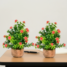 Artificial Flower Gardenia Leaves with Wooden Pot (Pack of 2) – Height 14 cm