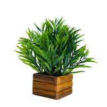 Artificial Plant Mini Bamboo Bunch in Wooden Pot - 17 cm Height