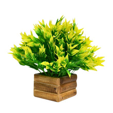 Artificial Plant Leaves Yellow Bunch in Wooden Pot - 17 cm Height