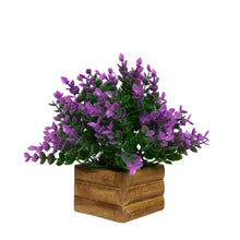 Artificial Plant Hackleberry Purple Bunch in Wooden Pot - 17 cm Height