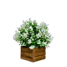 Artificial Plant Hackleberry White Bunch in Wooden Pot - 17 cm Height