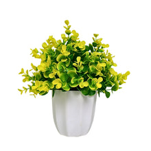 Artificial Plant Eucalyptus Yellow Bunch in Pot - 22 cm Height