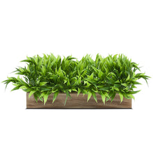 DecoreBugs Artificial Plant Bamboo Leaves in Wooden Rectangular Tray, Faux Desk Plant in Pot for Indoor Home Office Any Room Decor, Width 20cm x Height 12cm (Design-1, 12 Inch Planter)