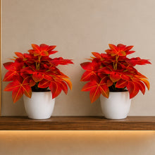 set of 2 real touch leaves in glassi pot