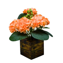 Single pc china genda (7 flowers + 7 beads) in printed wood pot