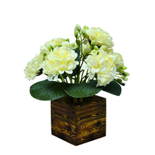 Single pc china genda (7 flowers + 7 beads) in printed wood pot