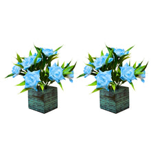 Fancy Mart Artificial Flower Rose Plant with Wooden Pot (Pack of 2) |14 cm Height | Mini Potted Item for Shelf Décor
