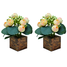 Fancy Mart Artificial Flower Peony Buds in Wood Pot