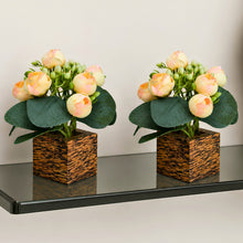 Fancy Mart Artificial Flower Peony Buds in Wood Pot