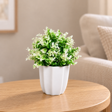 Artificial Plant Hackleberry White Bunch in Pot - 22 cm Height