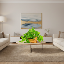 fancymart Artificial Money Plant with Woodlog Pot with Height 18 cm use as a Hanging or Tabletop for Home & Office Décor