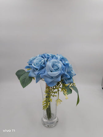 Artificial 7 Head Rose Bunch without pot (Height : 35 x Width : 20 cm)