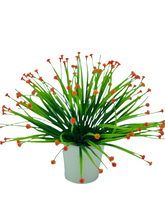 Artificial Button Flower in Metal bucket