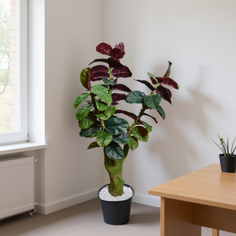 Artificial Green Rubber Plant 4 feet Natural look  Stem (Without pot)