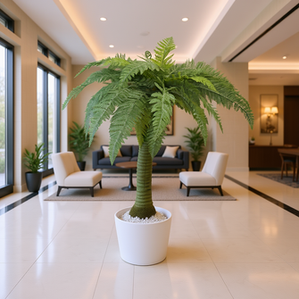 Artificial 3 feet Dust Fern plant single stem without pot