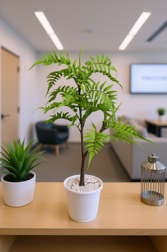Artificial Green pala ply Leaves plant Twin stem Height 65 CM