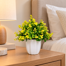 Artificial Plant Eucalyptus Yellow Bunch in Pot - 22 cm Height