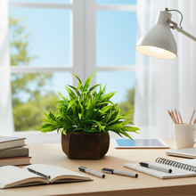 Artificial Bamboo Leaves Plant with Natural Wood Pot