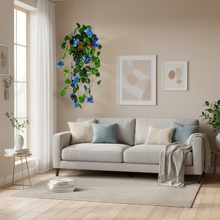 Artificial Flowers Falling Hanging in Wood Buckle Pot (Height 60 cm)