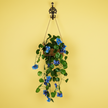 Artificial Flowers Falling Hanging in Wood Buckle Pot (Height 60 cm)