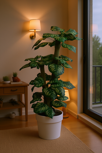 Artificial plant colored variegated croton leaves set of 3 plants  5 feet height